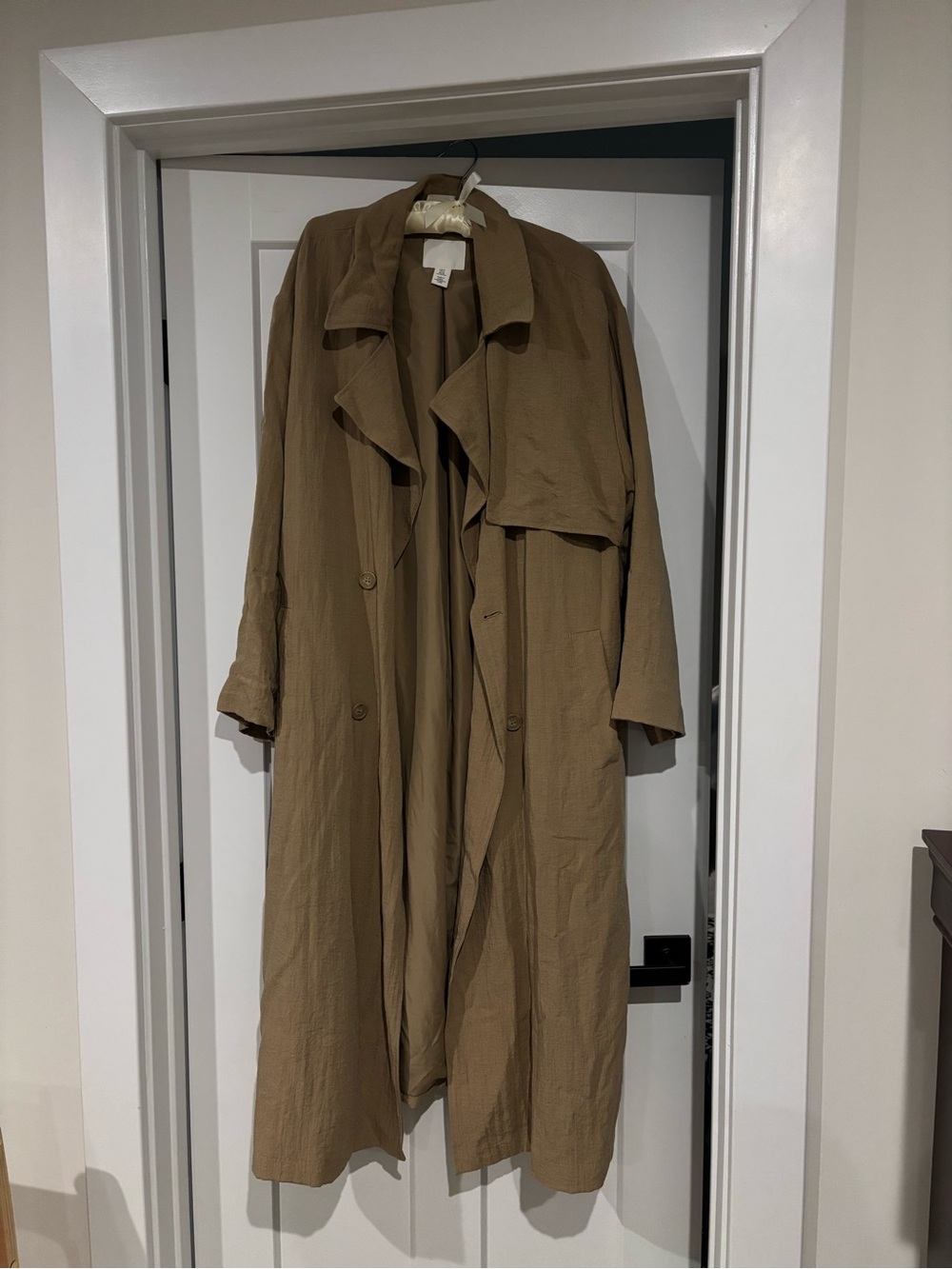 H&M Long Trench Coat in Tan